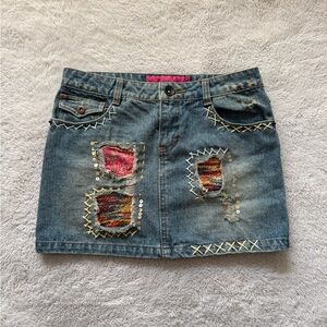 Y2K vintage denim skirt set
